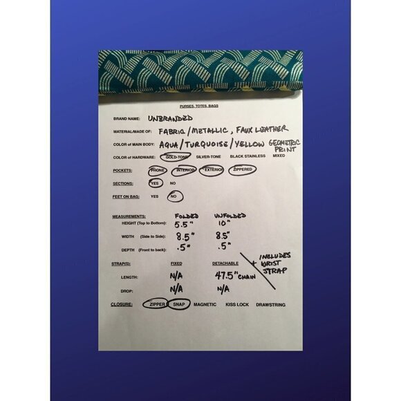 UNBRANDED Metallic Formal/Evening Bag, Turquoise/Aqua/Gold, Medium Size, NWOT - Picture 11 of 12